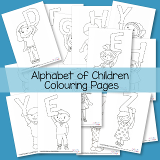 Alphabet of Children Colouring Pages