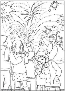 Bonfire night colouring pages