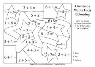 Christmas Maths Facts Colouring Pages