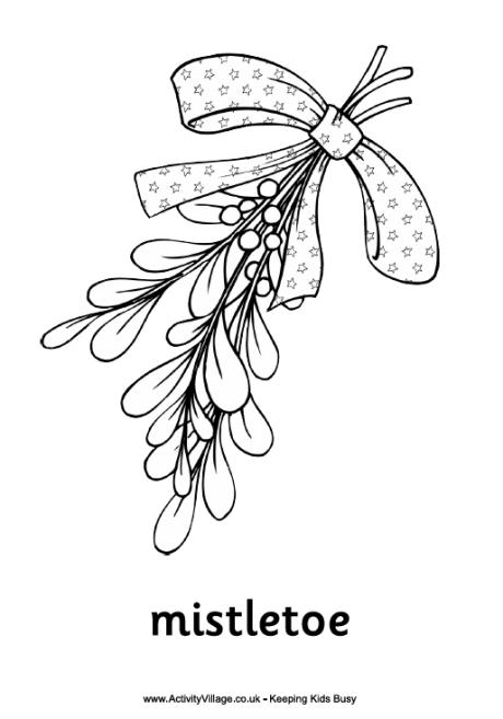 Christmas Mistletoe Colouring Page