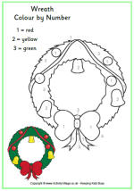 Colour by number Christmas wreath