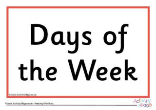 Days of the Week Vocabulary Printables