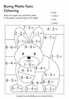 Easter Maths Facts Colouring Pages