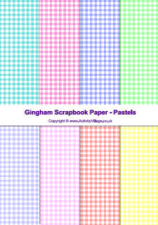 Free printable Gingham Scrapbook Paper, pastel collection