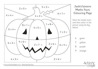 Halloween Maths Facts Colouring Pages