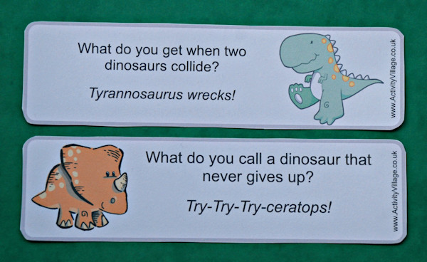 Dinosaur joke bookmarks