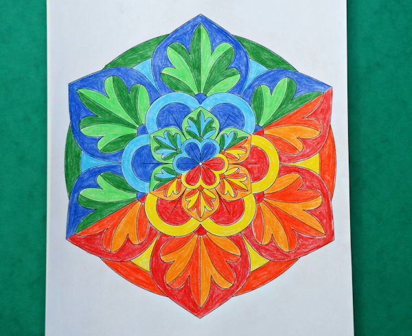 The completed warm and cool mandala