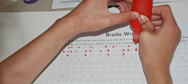 Creating braille sentences using puffy paint
