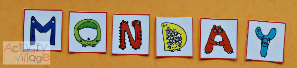 Creating words with the monster alphabet cards