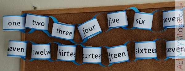 Number words up to 20 paper chain