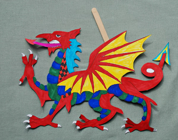 Welsh dragon stick puppet