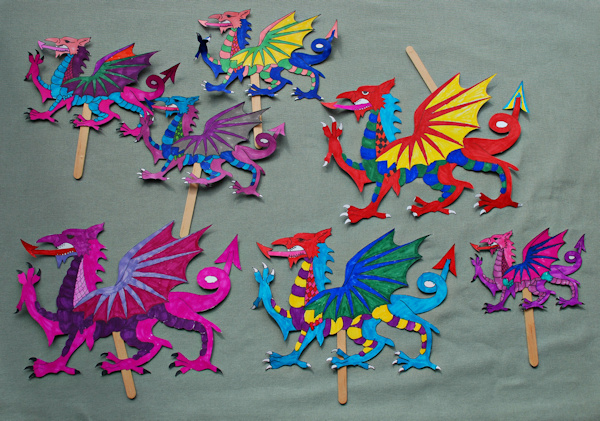 A thunder of dragon stick puppets!