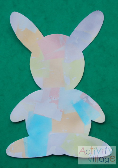 Easter bunny made by bleeding tissue paper