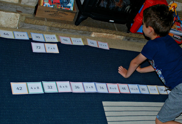 Playing times tables dominoes