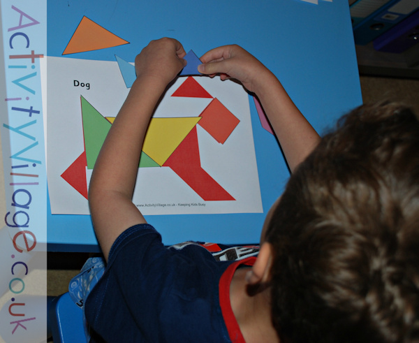 Trying a dog tangram with template