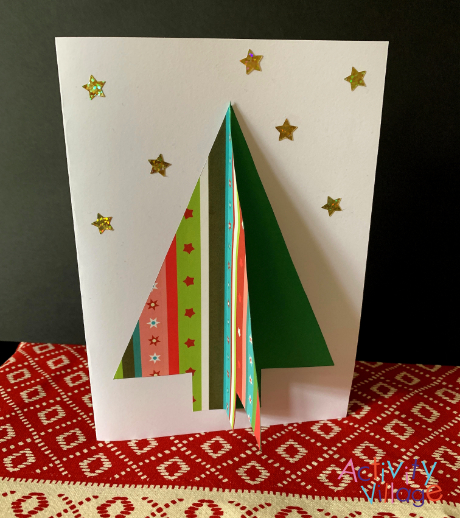 Our finished 3D Christmas tree card