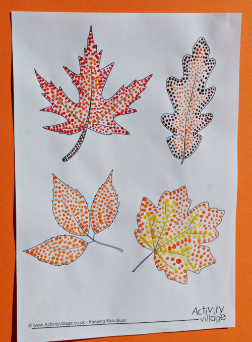 Dotty autumn leaves completed