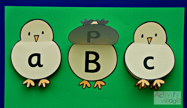 Lower case and upper case chicks glued together