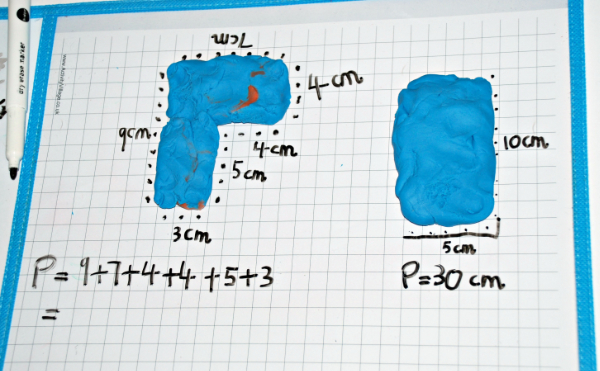 Using playdough and grid paper to calculate perimeters