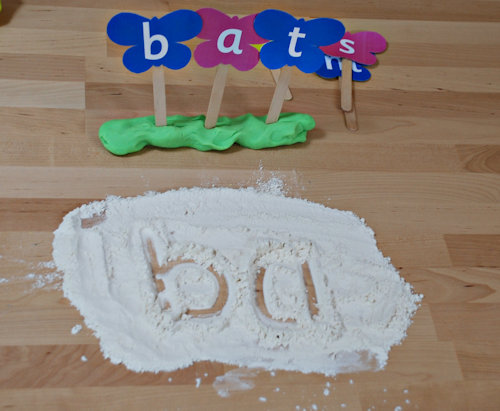 Copying letters in flour