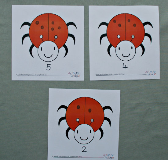 Ladybird playdough mats with dots and numbers added for a counting book