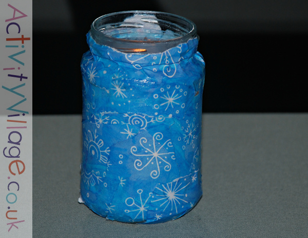 The finished snowflake jar