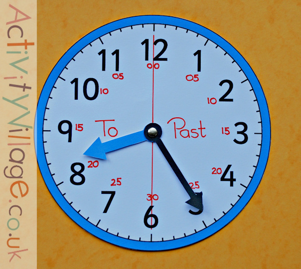 Adjusted blue teaching clock