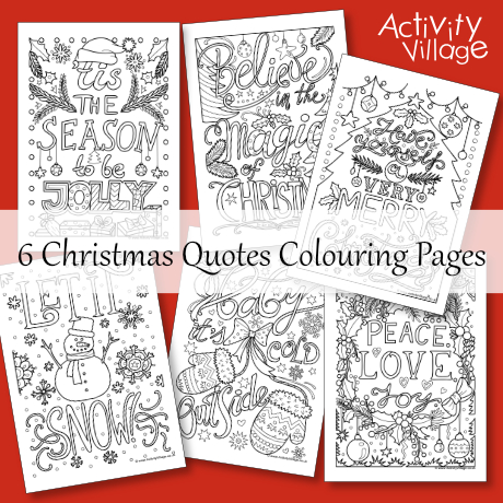 6 Christmas Quotes Colouring Pages