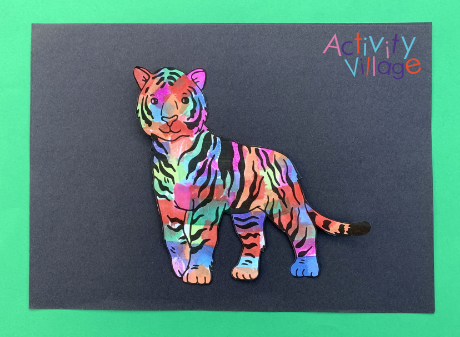 Our multicoloured tiger mounted on a black background