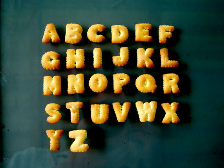 Alphabetical order at Activity Village - biscuits!