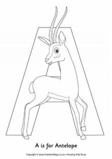 Animal alphabet colouring pages