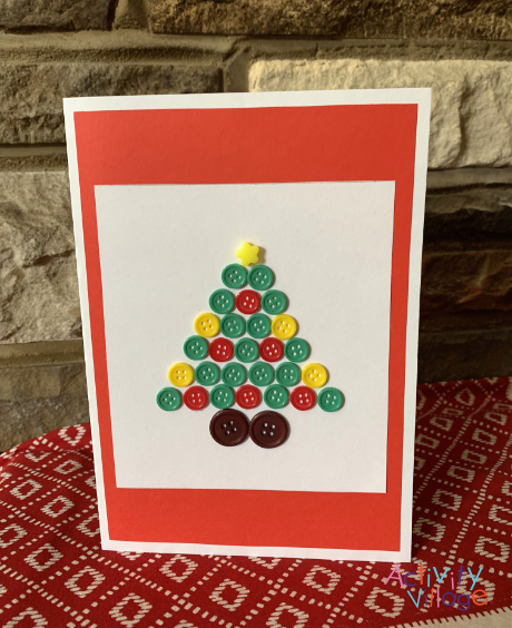 Our finished button Christmas tree card