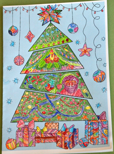 Christmas tree colour pop card