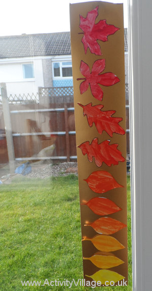 Our colour mixing leaf display in the window