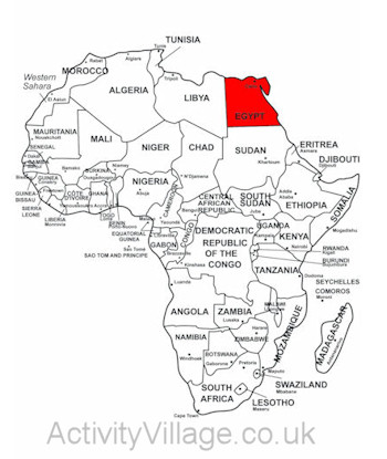 Egypt on map of Africa