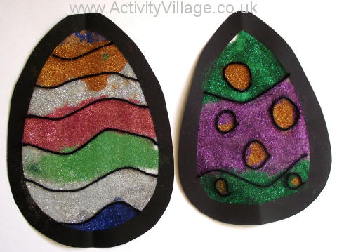 Glittery stained glass Easter eggs