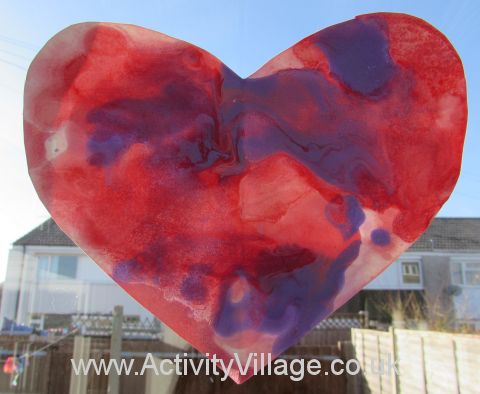 Our marbled heart in the window.
