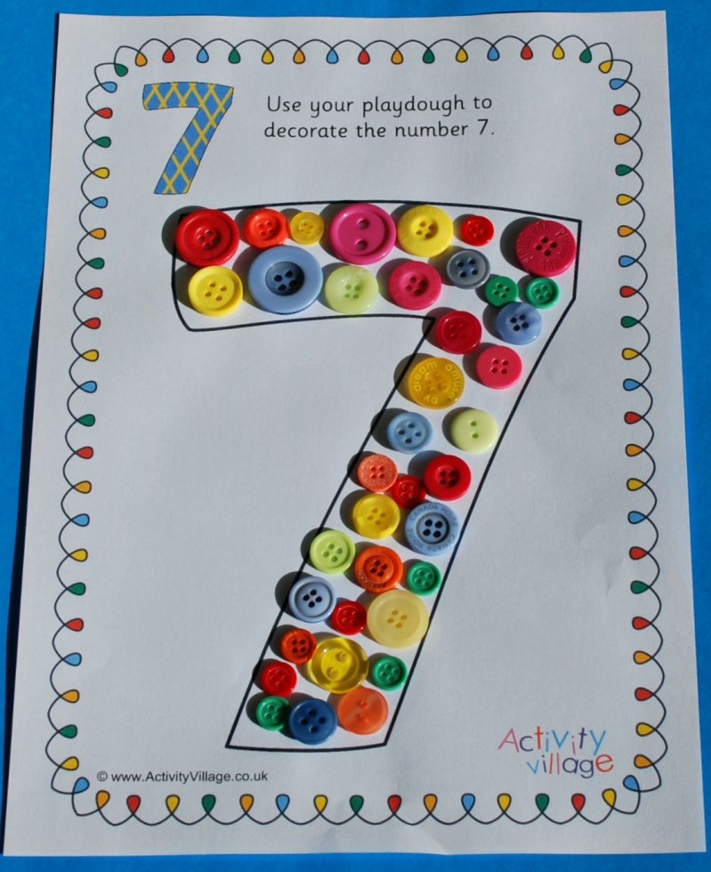 Number playdough mats used for number collage