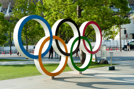 The Olympic Rings outside the Tokyo Olympic Stadium