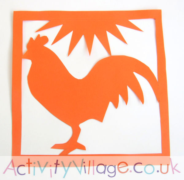Our rooster paper cut 1 - tricky!