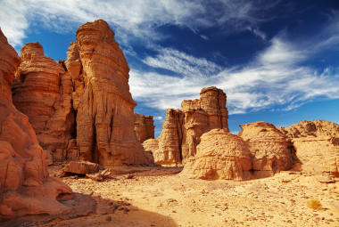 Sandstone cliffs in the Sahara Desert, Algeria