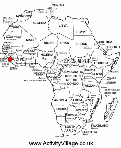 Sierra Leone on map of Africa
