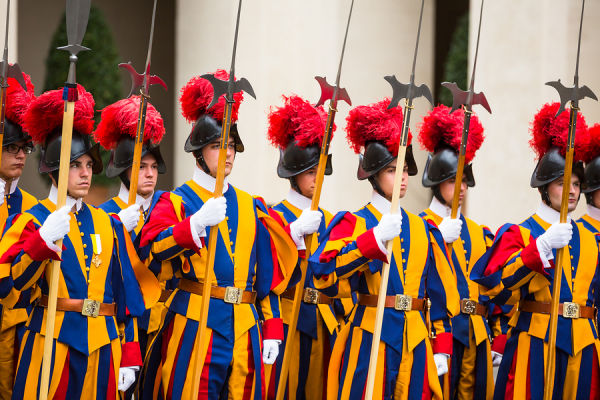 Swiss Guard in their striking uniforms at the Vatican