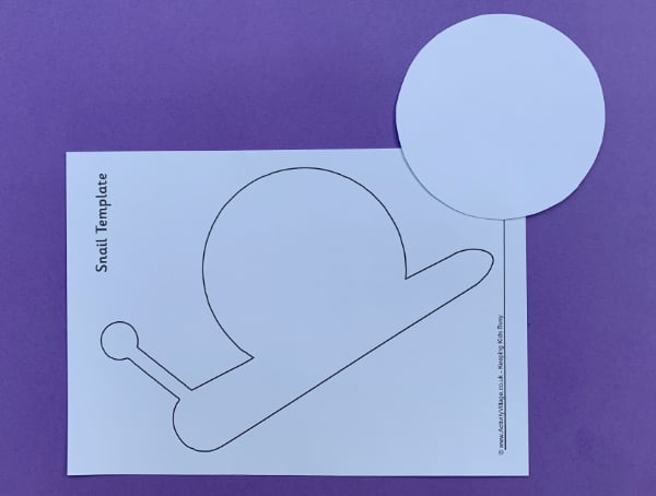 The snail template and card circle cut out for the shell