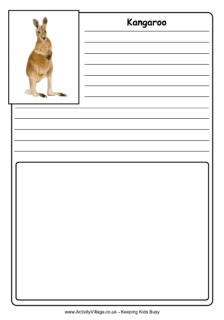 Australian animal notebooking pages