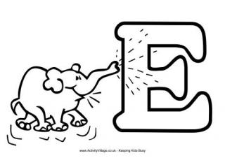 Letter E Colouring Pages