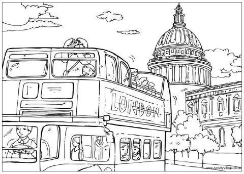 London Sight-Seeing Colouring Page To Print