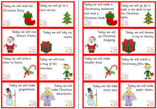 Advent lunch box notes - activities