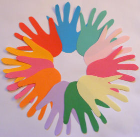 Multi-colored Handprint Wreath