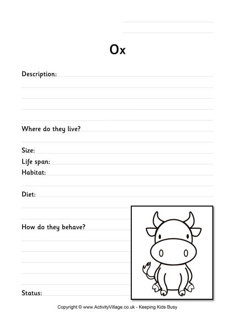 Ox Worksheet